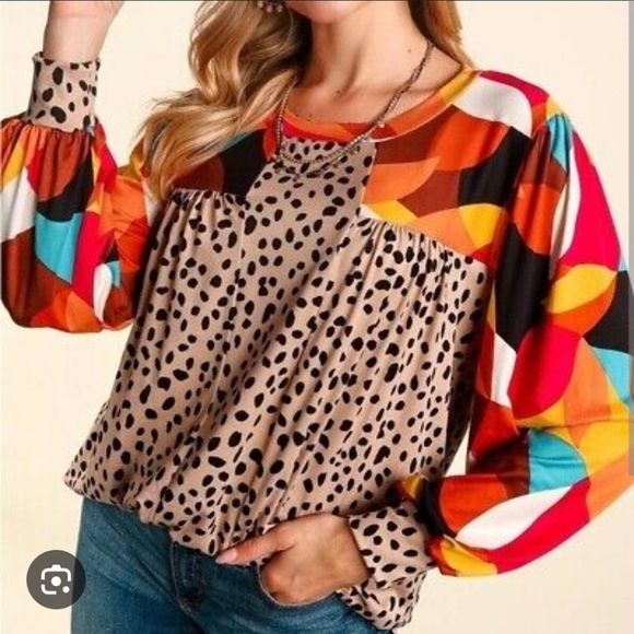 Colorful Patterned Women's Top - Picture 2 of 3